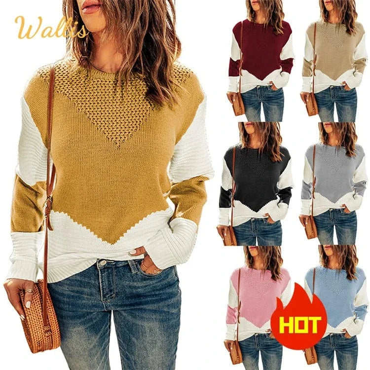 Custom Long Sleeve Vintage Harajuku Tops Ladies Warm Female Pullovers Crew Neck Oversized Knitted Jumpers Woman Sweater