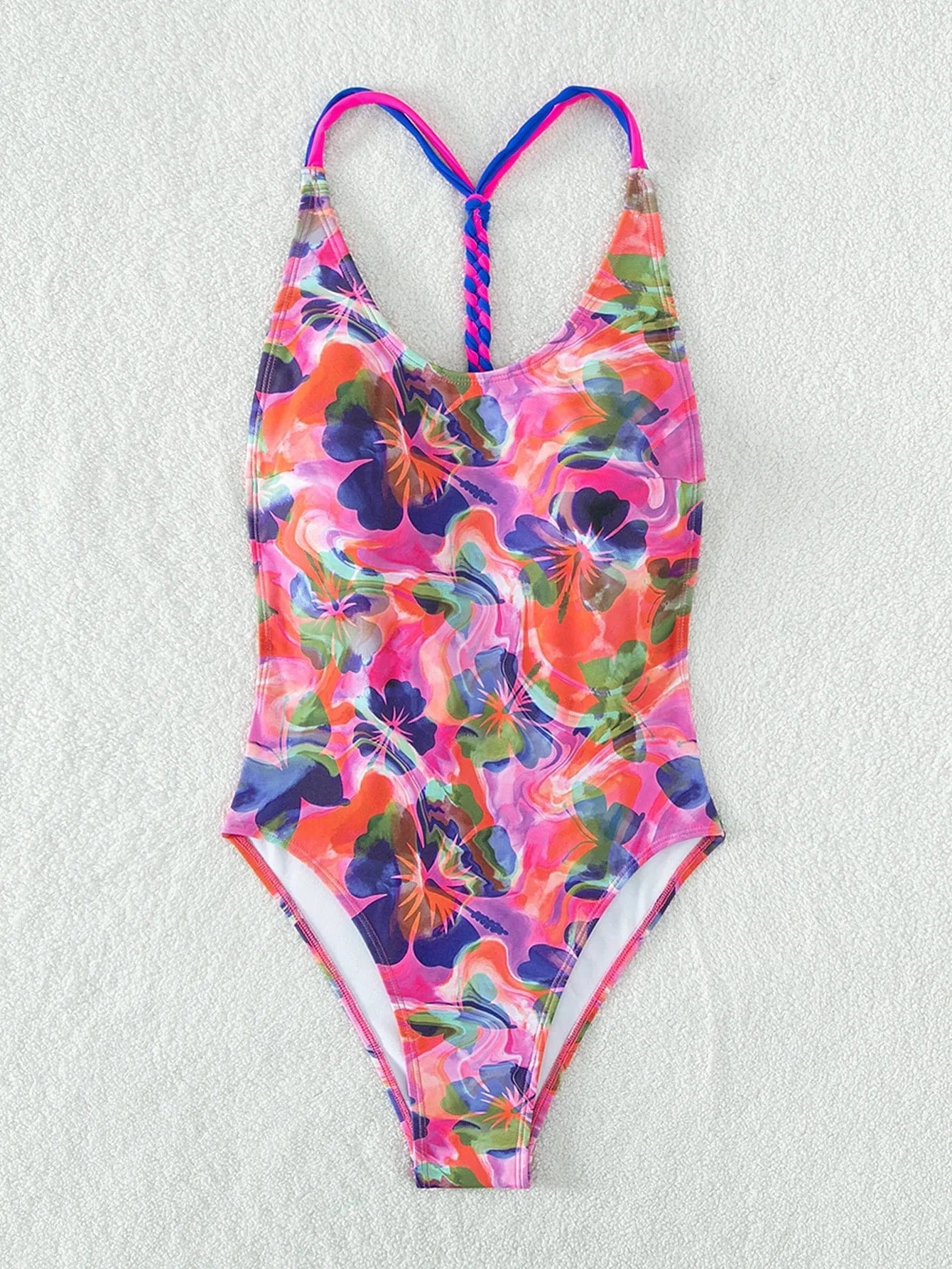 Custom Made High Quality One Piece Swimsuits Women's Floral Print Spaghetti Strap Bathing Suit 2 Piece Swimwear 2024