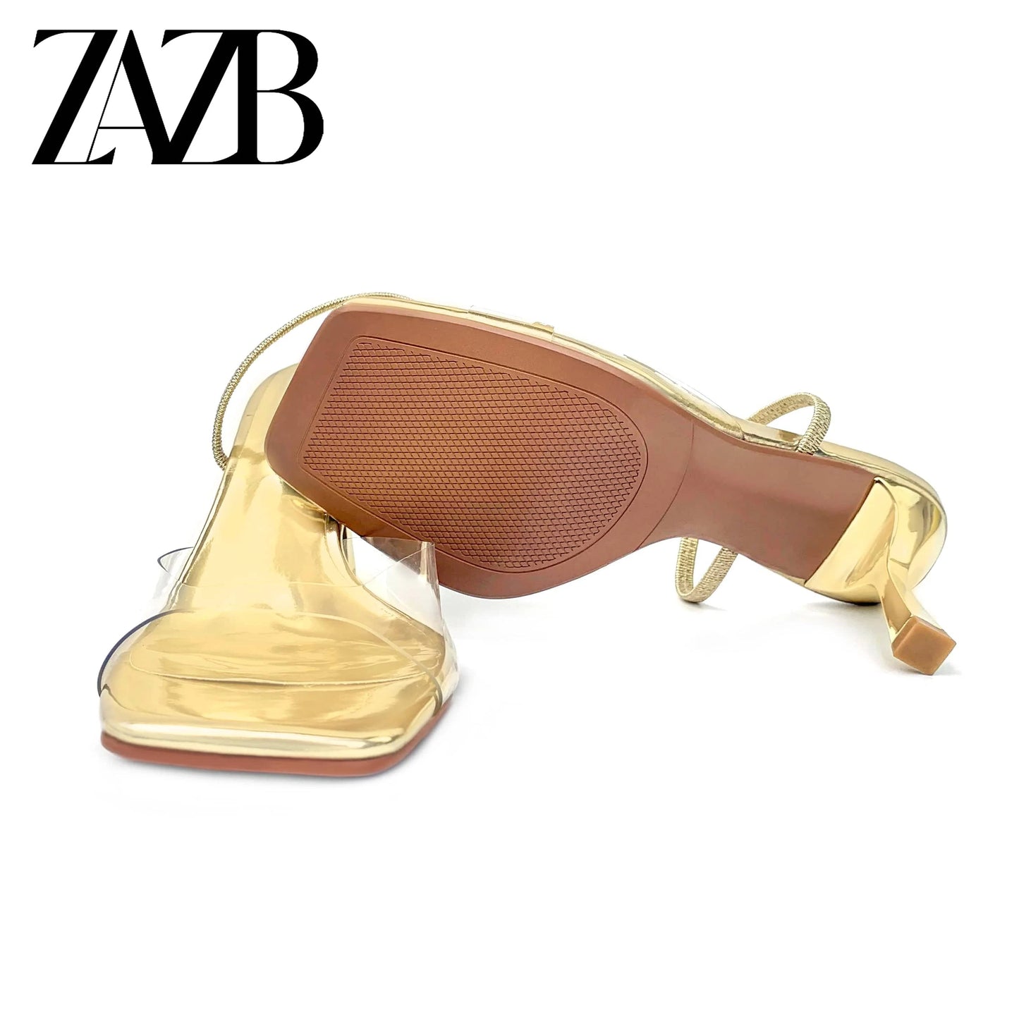 Custom occupation transparent square designer shoes sandals for women and ladies high heels luxury grace  femmes fashion