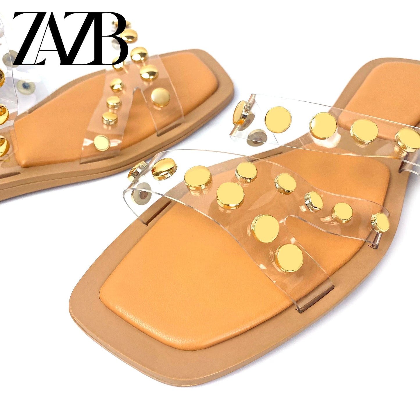Custom shiny metal square designer shoes square sandals for women and ladies flat slippers luxury sandy beach femmes fashion