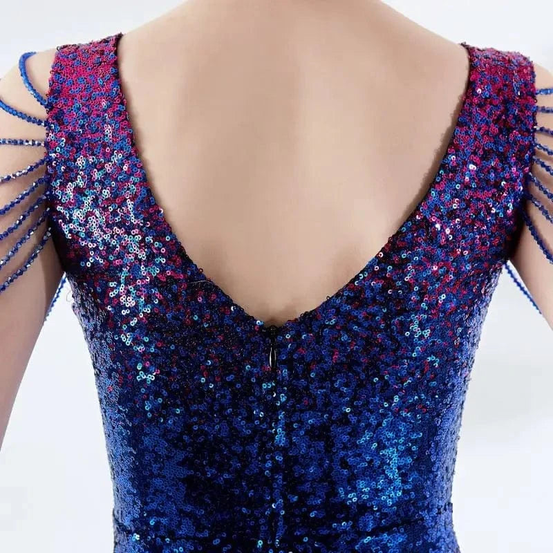 Custom Wholesale 2024 Hot Dropshipping Women Sequins Gradient Color Mermaid Gowns Vestido De Festa Prom Evening Dress