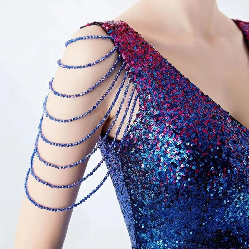 Custom Wholesale 2024 Hot Dropshipping Women Sequins Gradient Color Mermaid Gowns Vestido De Festa Prom Evening Dress