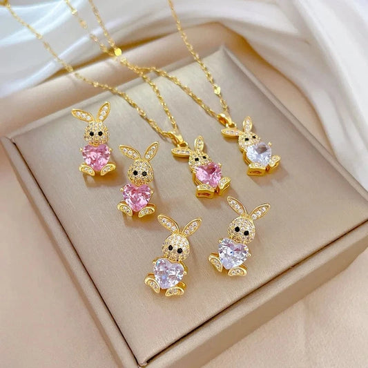 Custom Wholesale Jewellery Fashion Gold Plated Luxury Rabbit Wedding Zircon Jewelry Set Women