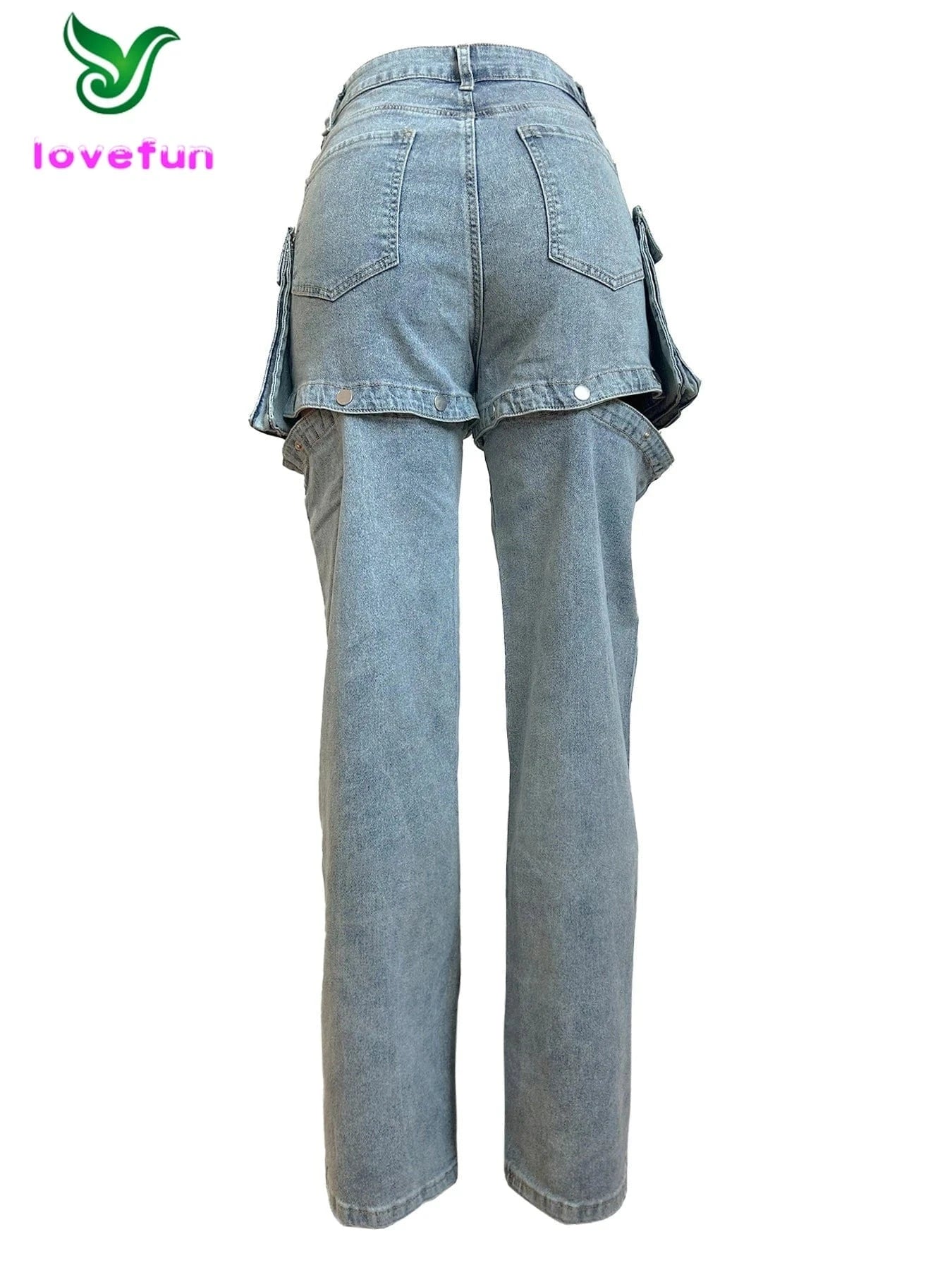 Custom Wholesale Removable Denim Pants Multi Pocket Shorts Trouser Legs Trendy Stretch Washed Jeans For Women