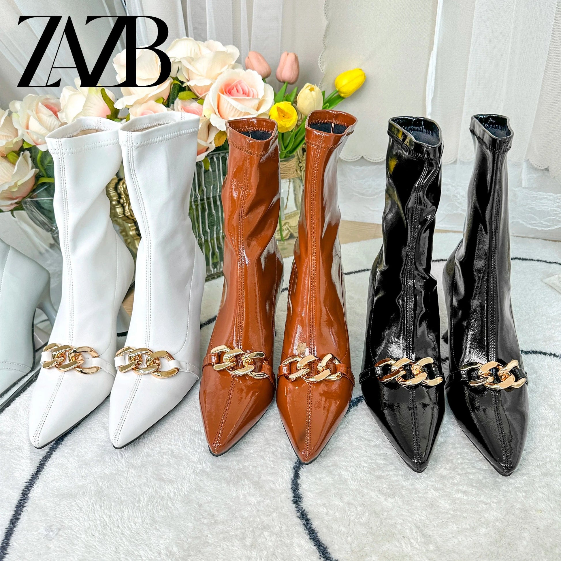 Custom women solid color Shoelace metal buckle designer shoes high heels  leather boots  women genuine leather leathers luxury