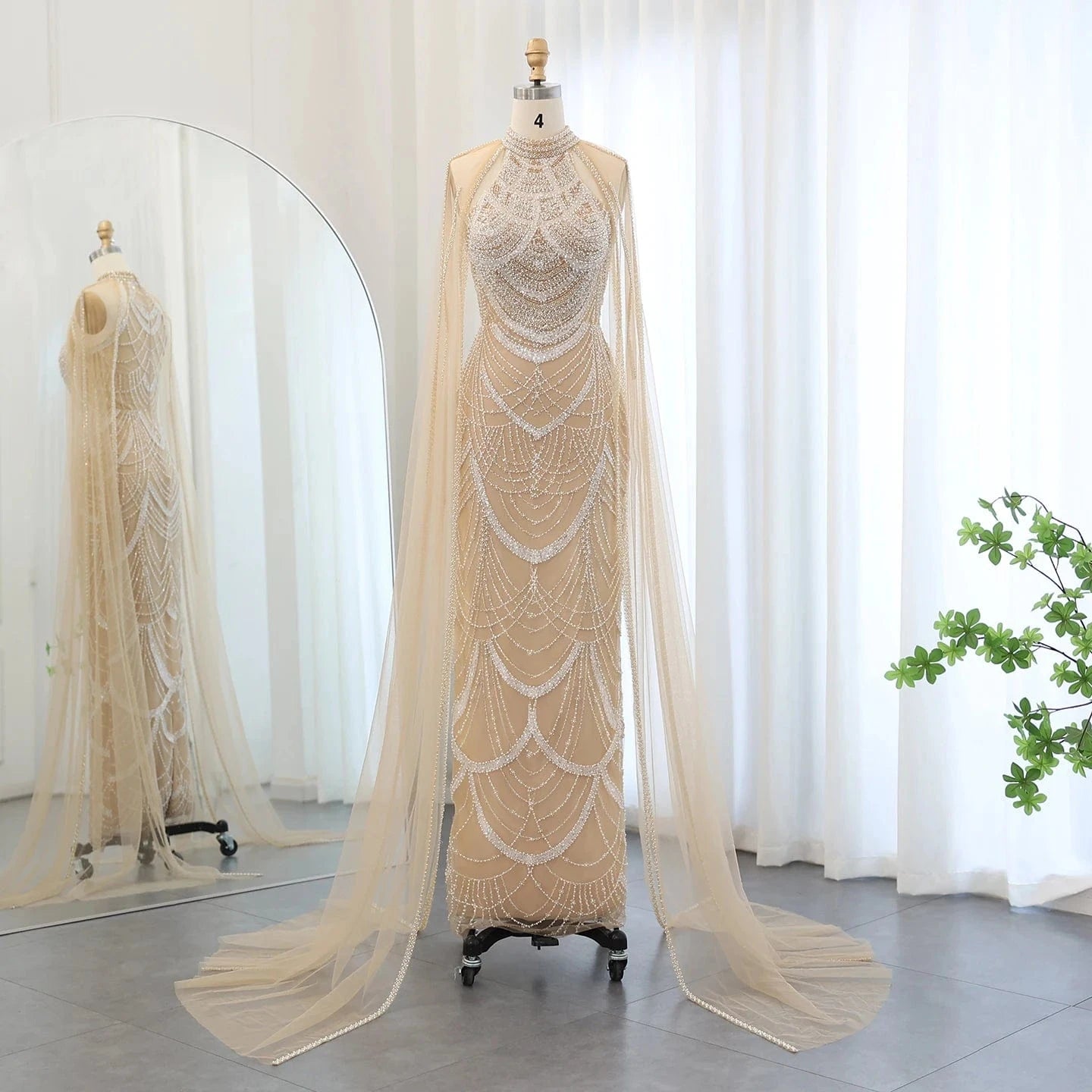 customize / 6 Luxury Dubai Mermaid Green Evening Dresses With Gloves 2024 Elegant Saudi Arabia Women Wedding Party Gowns Sz209