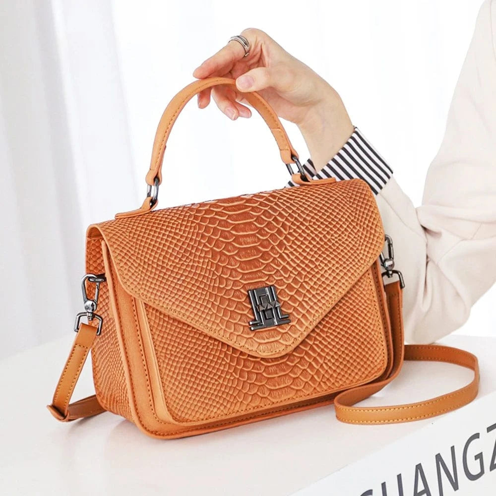 customized casual snake skin print Real leather handbags purses for women women's small shoulder messenger bags hot 2024 trendy