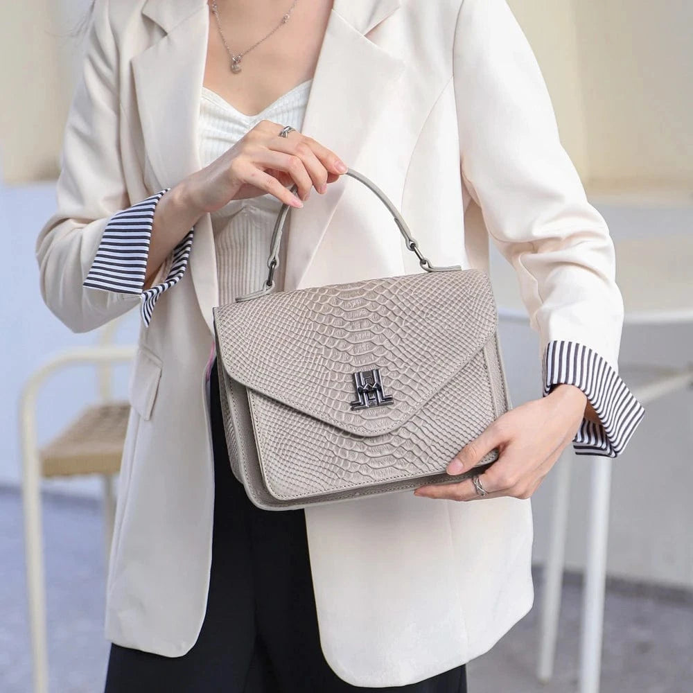customized casual snake skin print Real leather handbags purses for women women's small shoulder messenger bags hot 2024 trendy