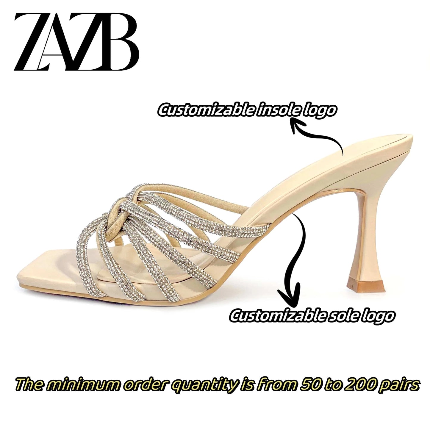 Customized Designer Delicate Ribbon Fashion Style High Heel Slim Heel Women's Slippers