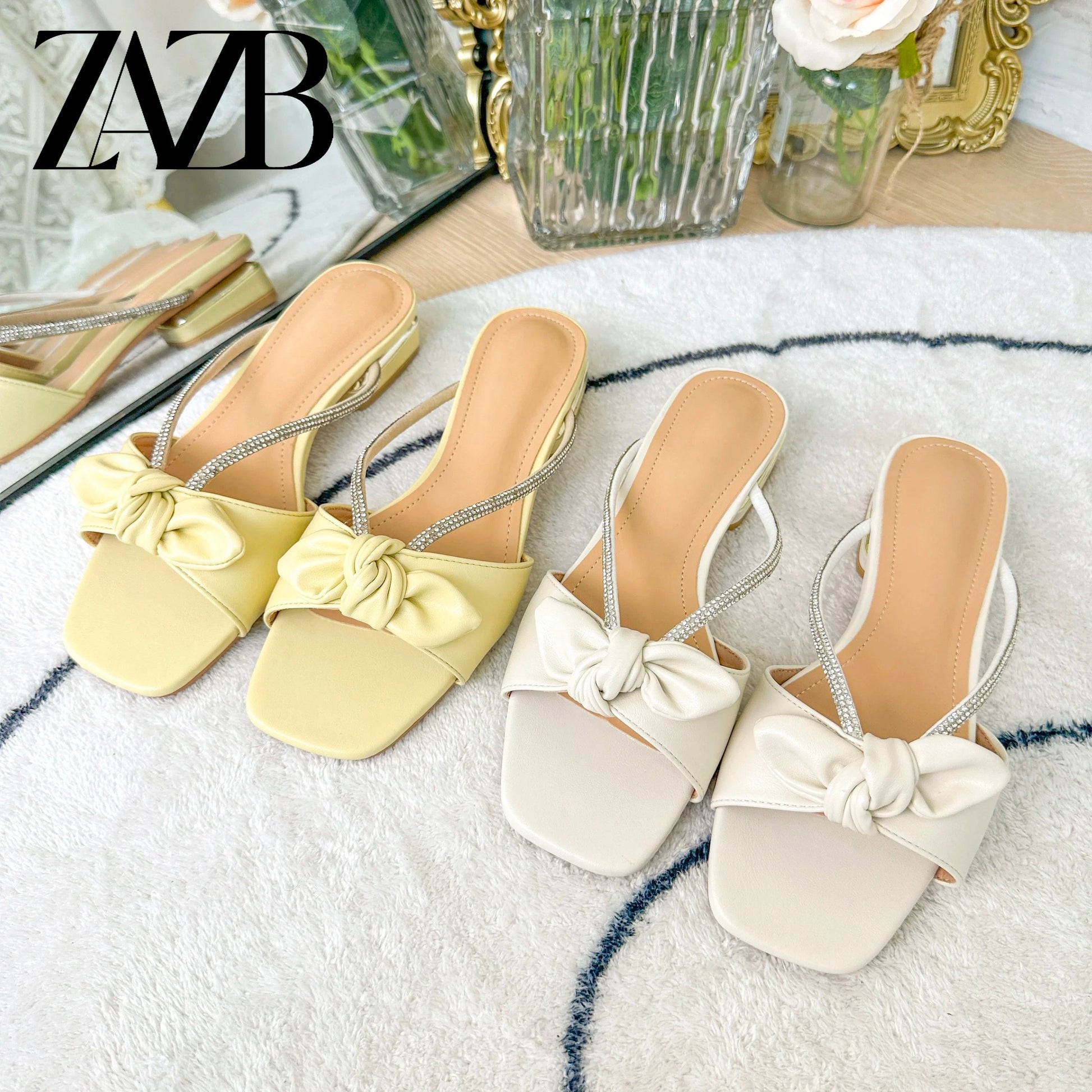 Customized designer shoes Fishbill shiny slippers Women's and women's medium heel slippers Luxury women's fashion