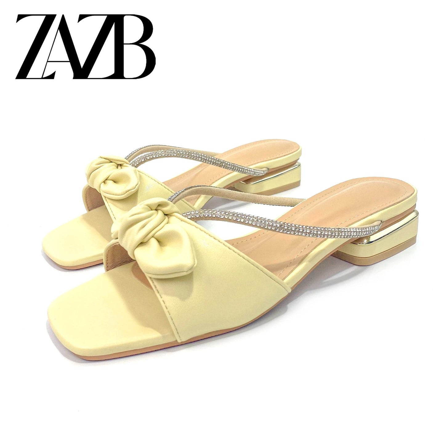 Customized designer shoes Fishbill shiny slippers Women's and women's medium heel slippers Luxury women's fashion