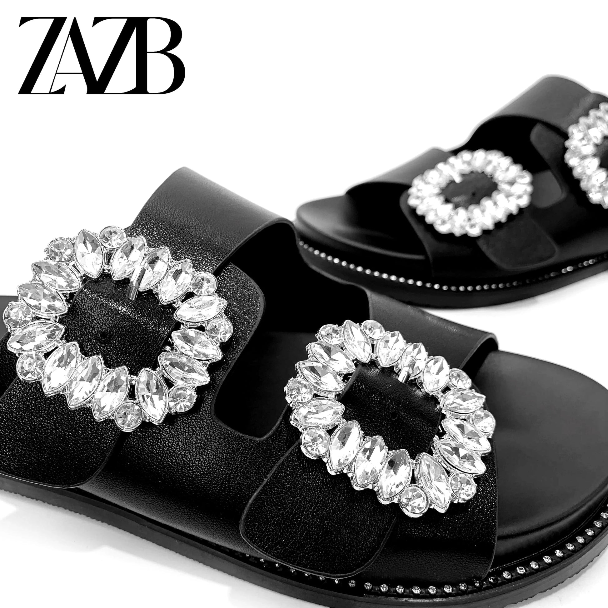 Customized designer shoes Metal button luxury slippers Women's and women's thick heel slippers Luxury women's fashion