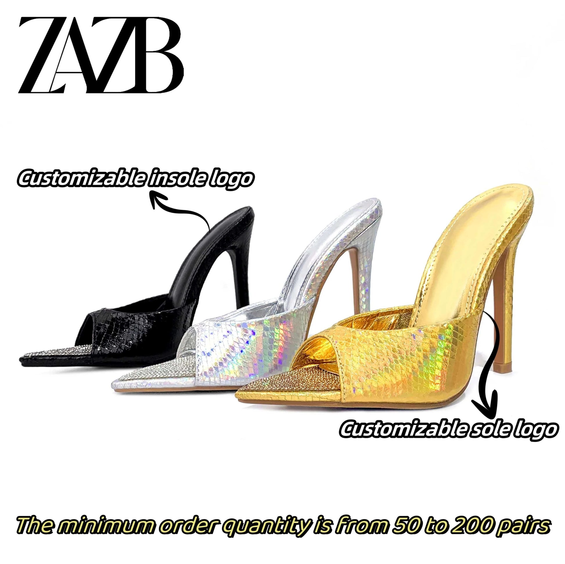Customized designer shoes Pointed slippers Women and women's high heel slippers Luxury women's fashion