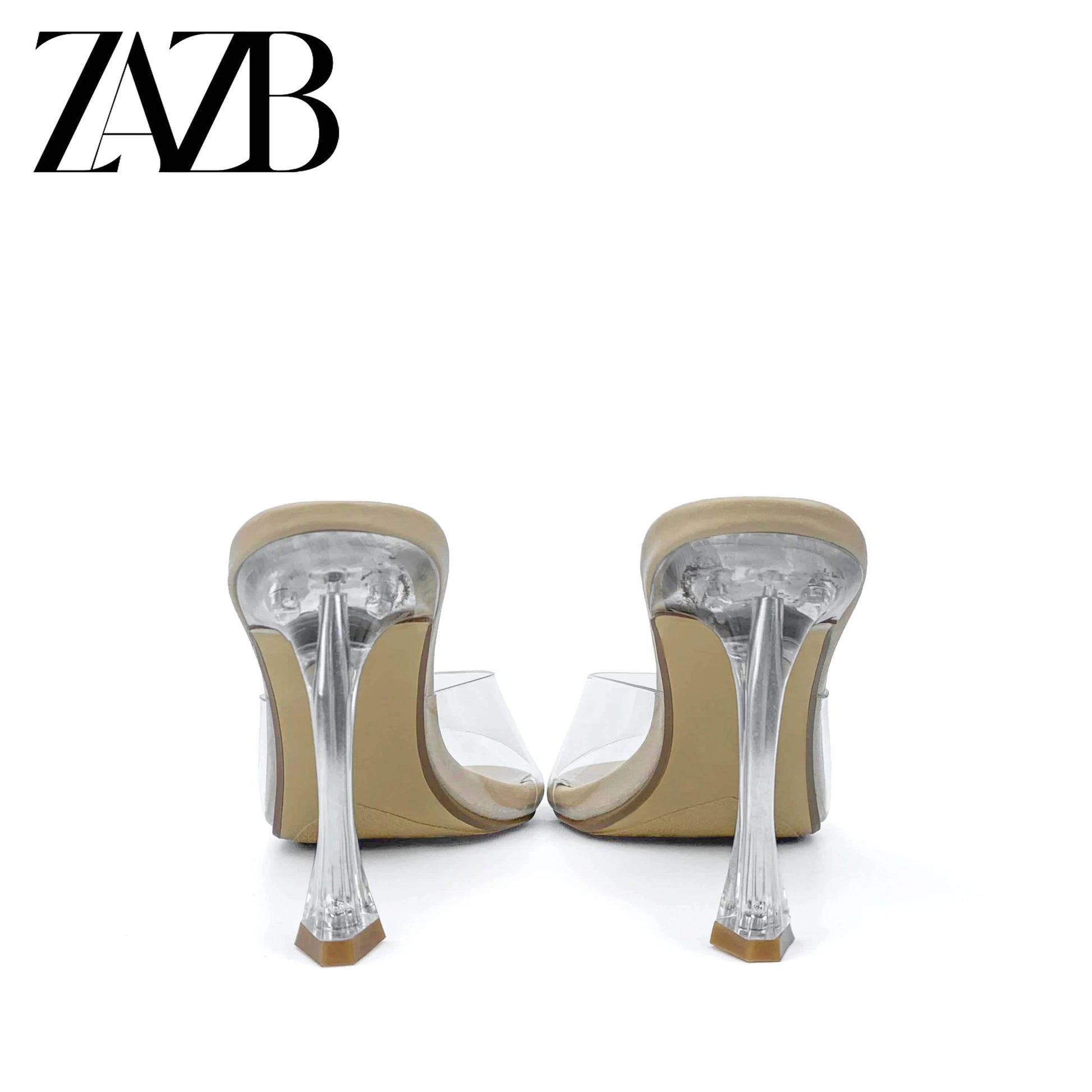 Customized Fashion and Exquisite Women's High Heels Transparent Belt High Heel Slippers Office High Heel Shoes