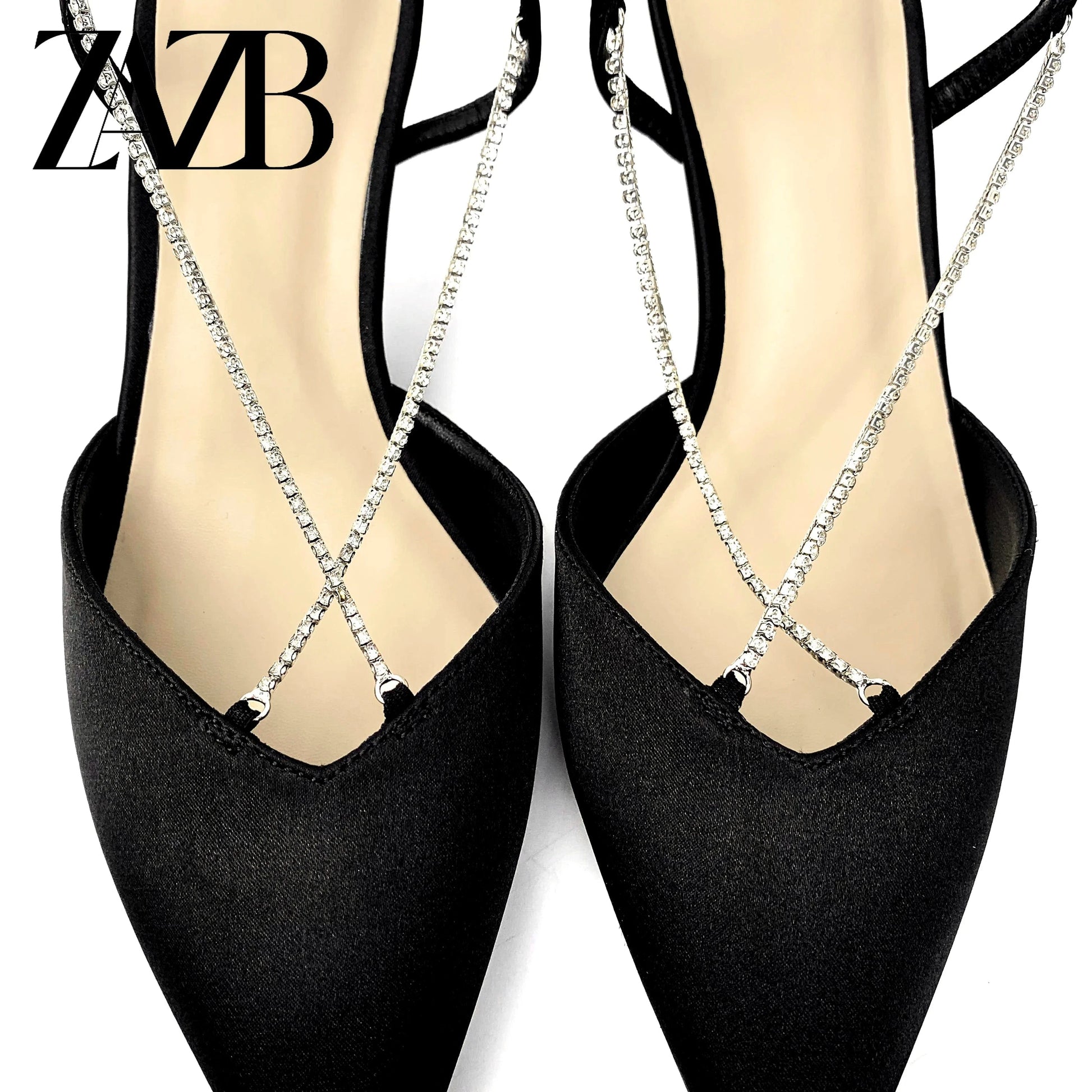 Customized fine sandals Black metal chain decoration Fashion comfortable medium heel sandals