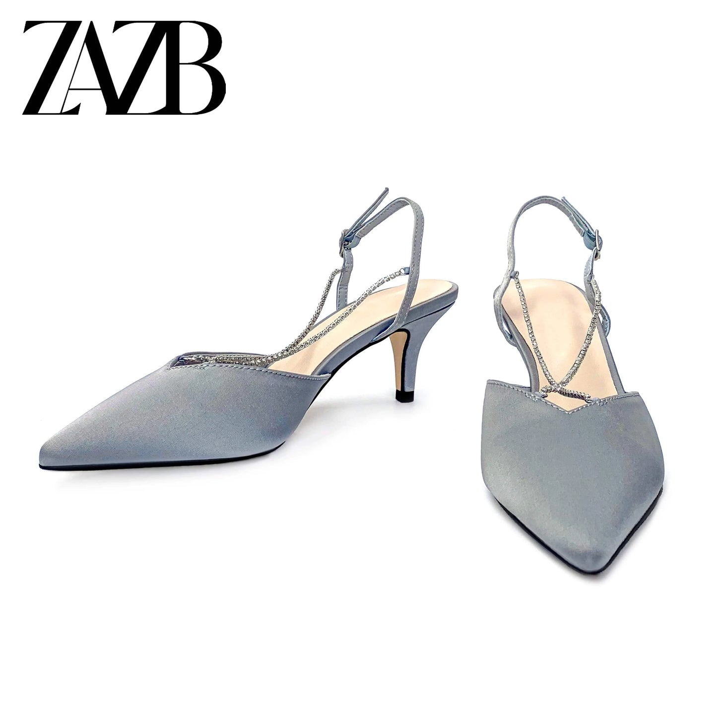 Customized fine sandals Black metal chain decoration Fashion comfortable medium heel sandals