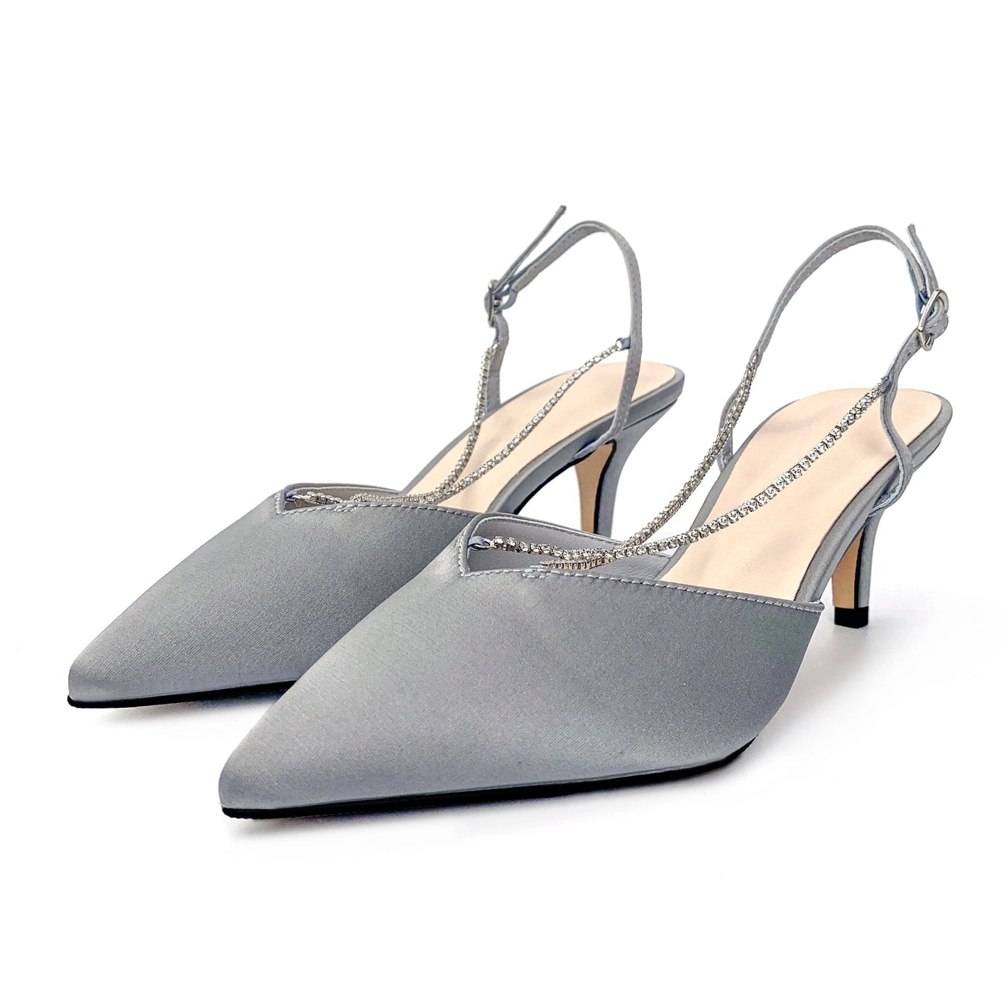 Customized fine sandals Black metal chain decoration Fashion comfortable medium heel sandals