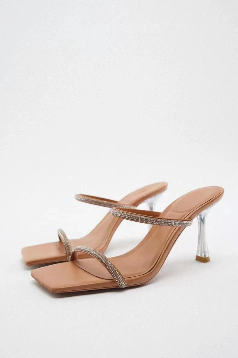 Customized fine women's shoes New women's shoes Natural color bright lace strapping high heel sandals