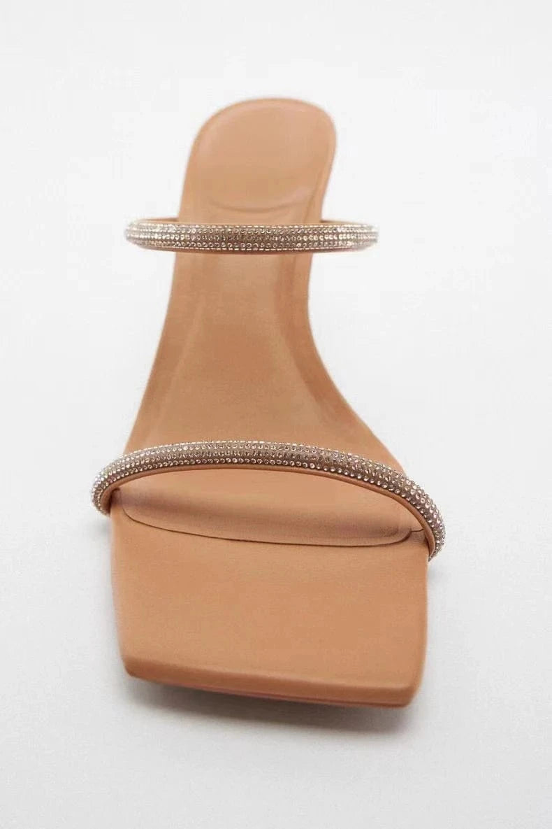 Customized fine women's shoes New women's shoes Natural color bright lace strapping high heel sandals