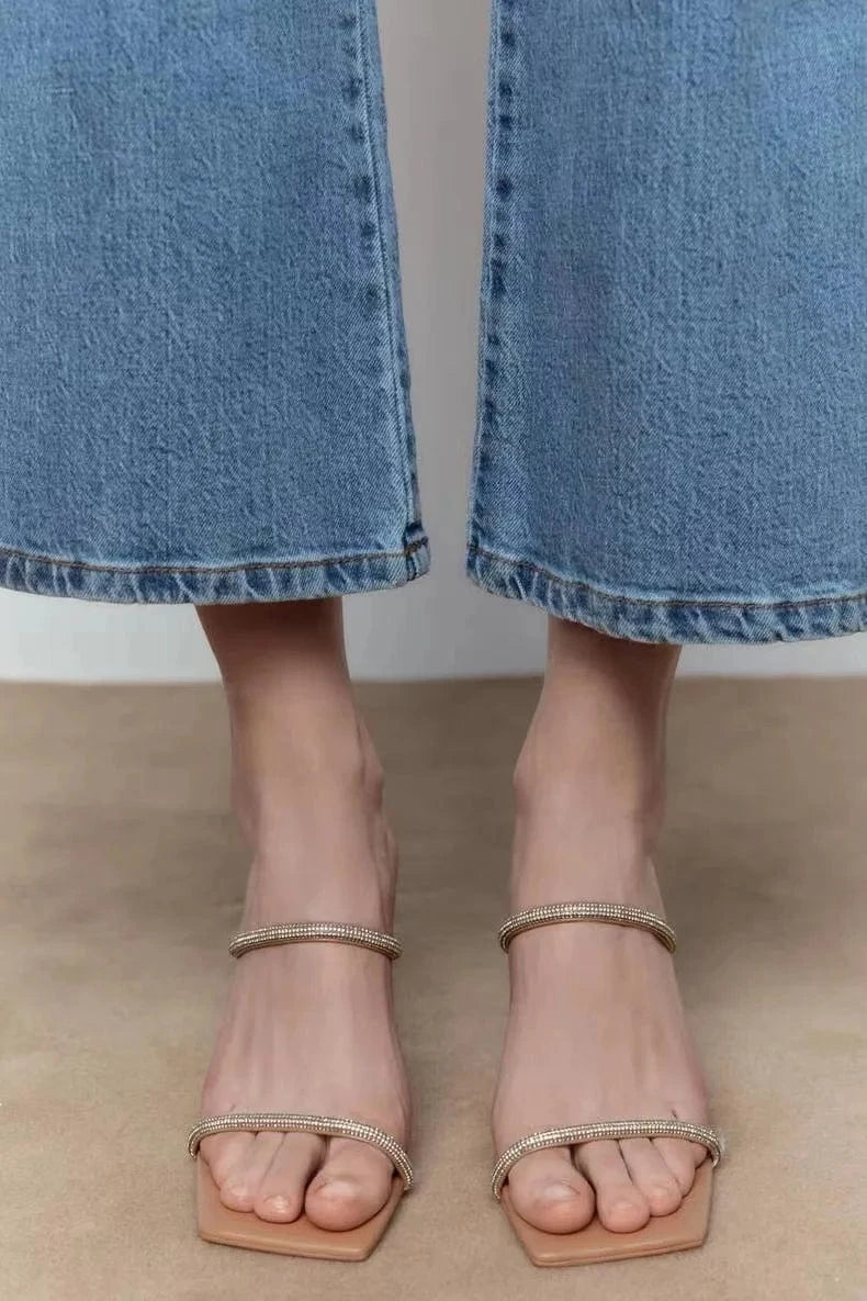 Customized fine women's shoes New women's shoes Natural color bright lace strapping high heel sandals