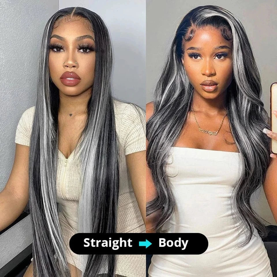 Customized Indian Virgin 10-36"Long Hair 13x4 and Full Lace Straight Wave Colored Human Hair Wig Grey Lace Front Wigs
