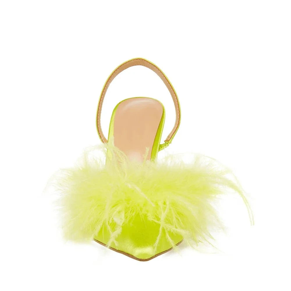 Customized Ladies Feather Sexy Pointed Sandals Women's High Heels Sandals Sexy Women High Heel Stiletto Sandals