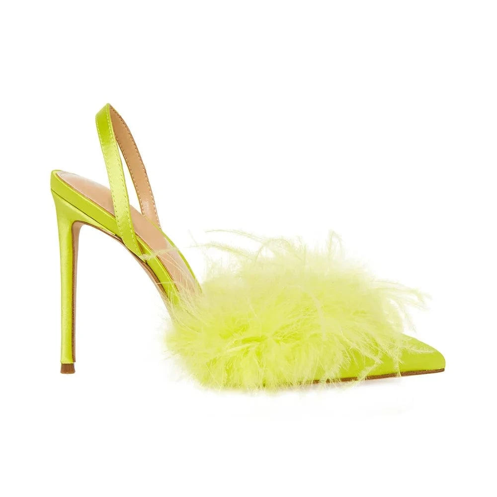 Customized Ladies Feather Sexy Pointed Sandals Women's High Heels Sandals Sexy Women High Heel Stiletto Sandals