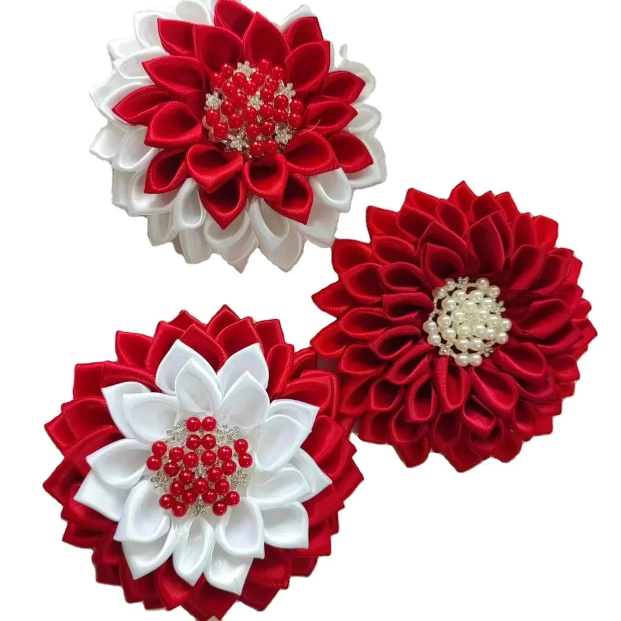 Customized Large Handmade Delta Purple Ribbon Red White Pink Green Sigma Pearl Soror Sorority Saint Flower Brooches Pin Jewelry