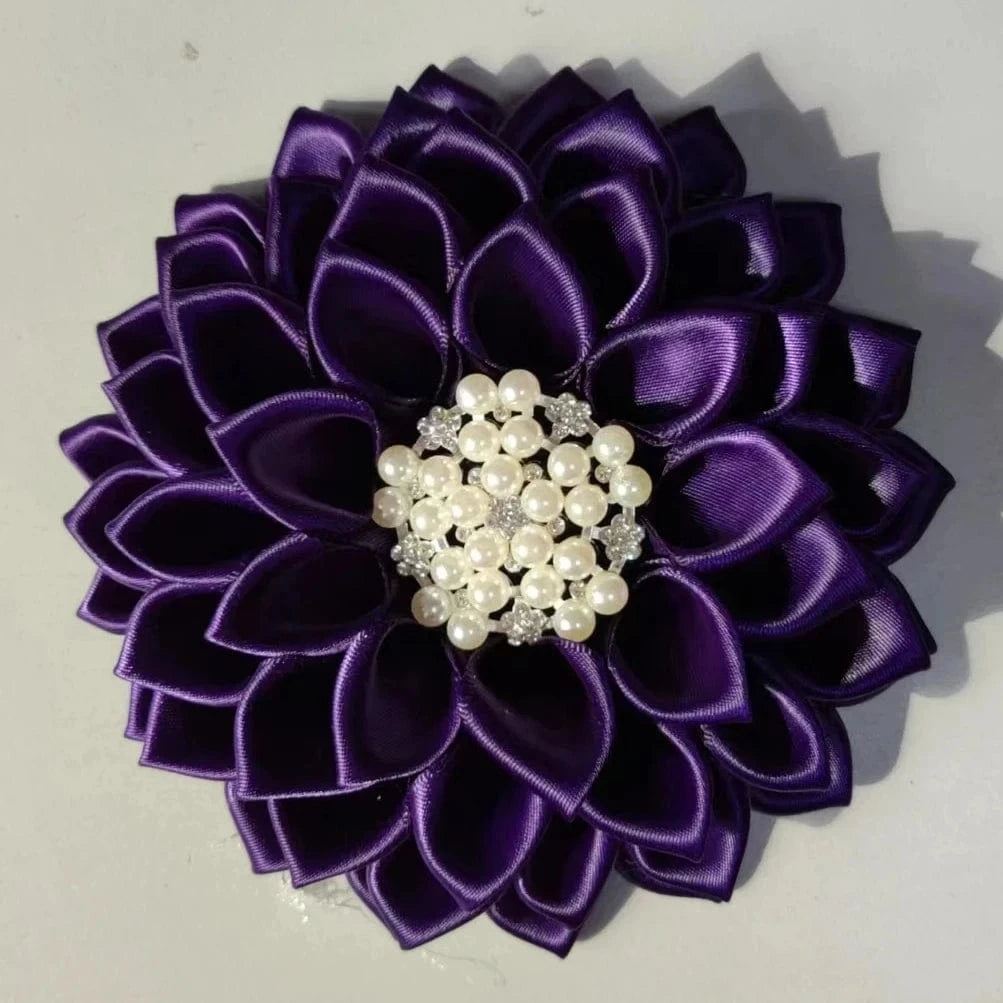 Customized Large Handmade Delta Purple Ribbon Red White Pink Green Sigma Pearl Soror Sorority Saint Flower Brooches Pin Jewelry
