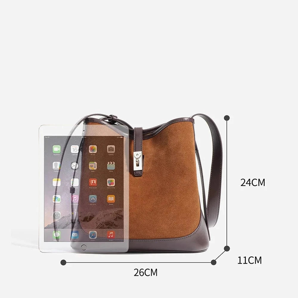 Customized OEM Design Brown Suede Leather Hand Bag 2024 Latest Cowhide Genuine Suede Bag Luxury White Fur Decorated Bag