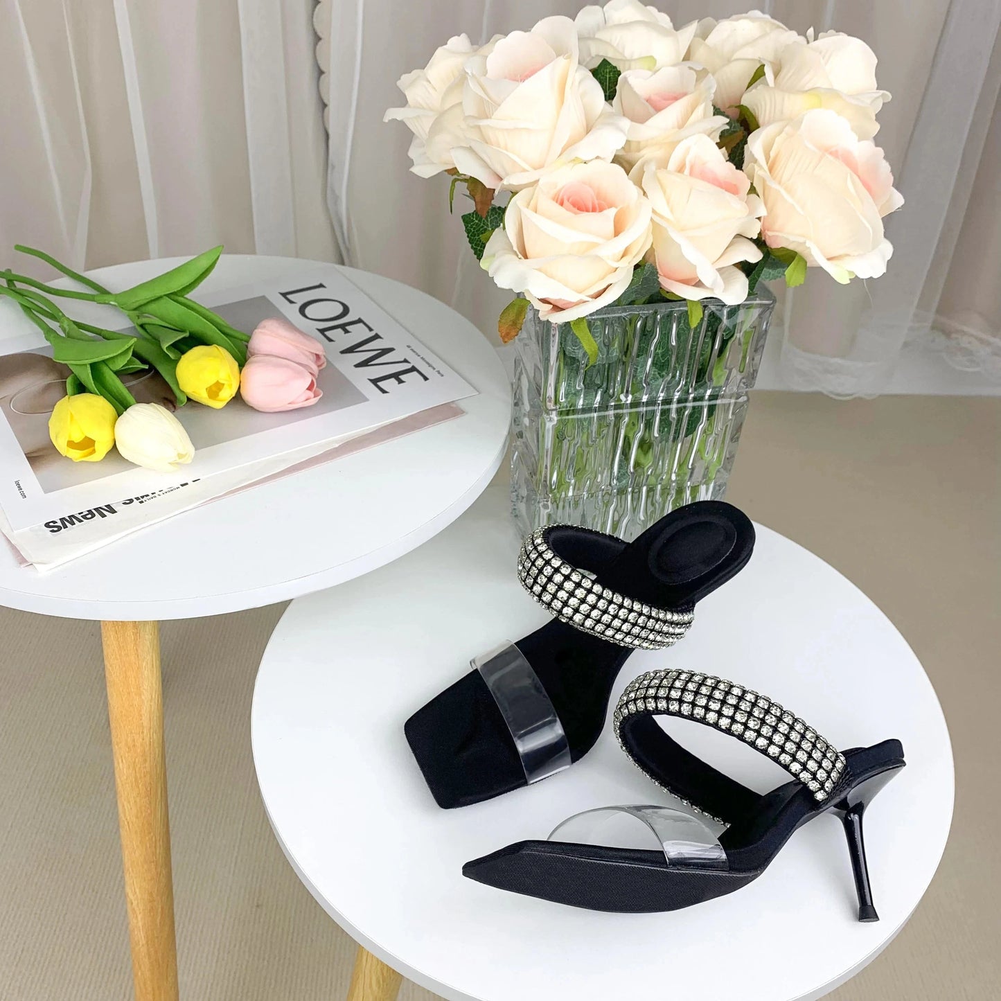 Customized rhinestone high heels women's sandals women's shoes and sandals women's slippers bride's wedding