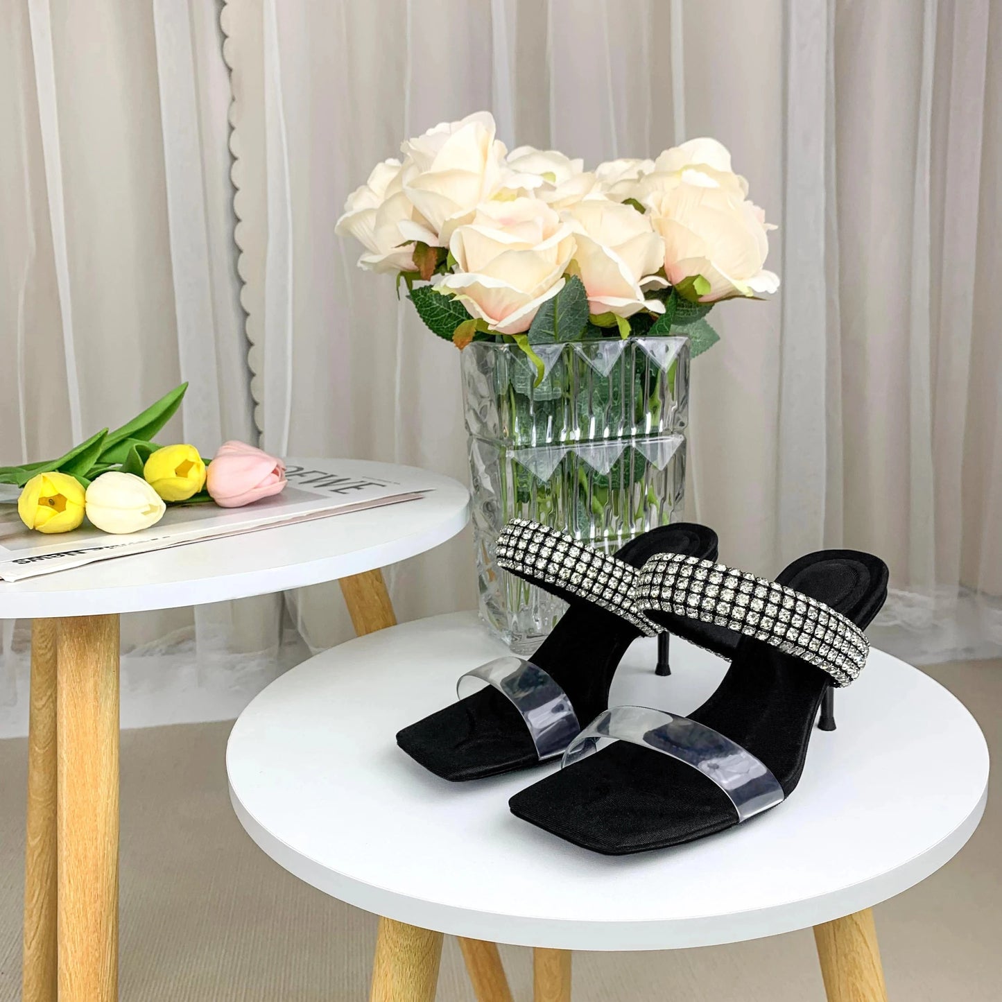 Customized rhinestone high heels women's sandals women's shoes and sandals women's slippers bride's wedding