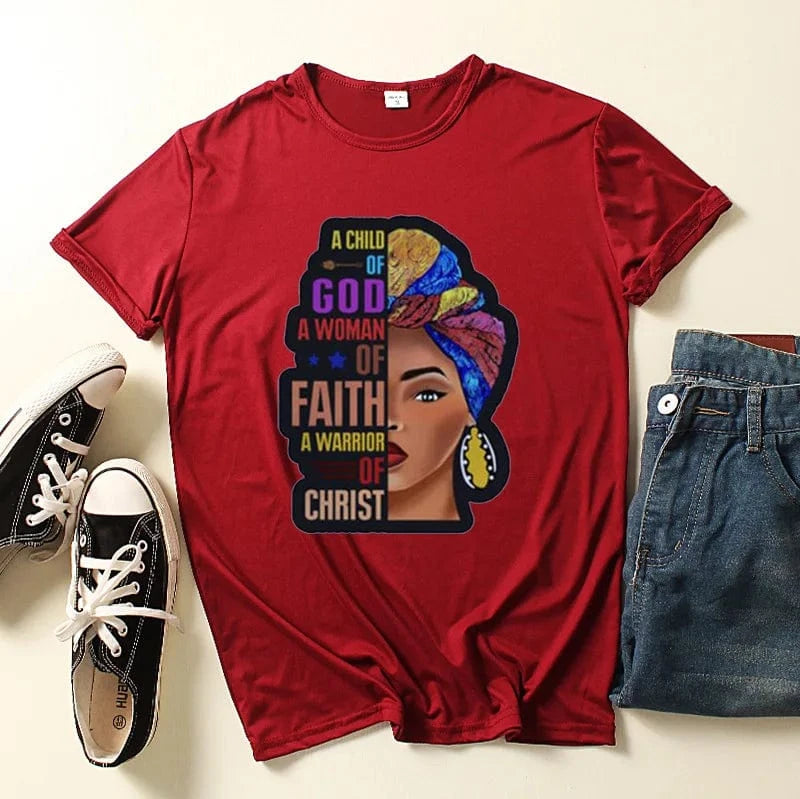 Customized / Wine red African Black Girl Tee – Personalized Women's T-Shirt