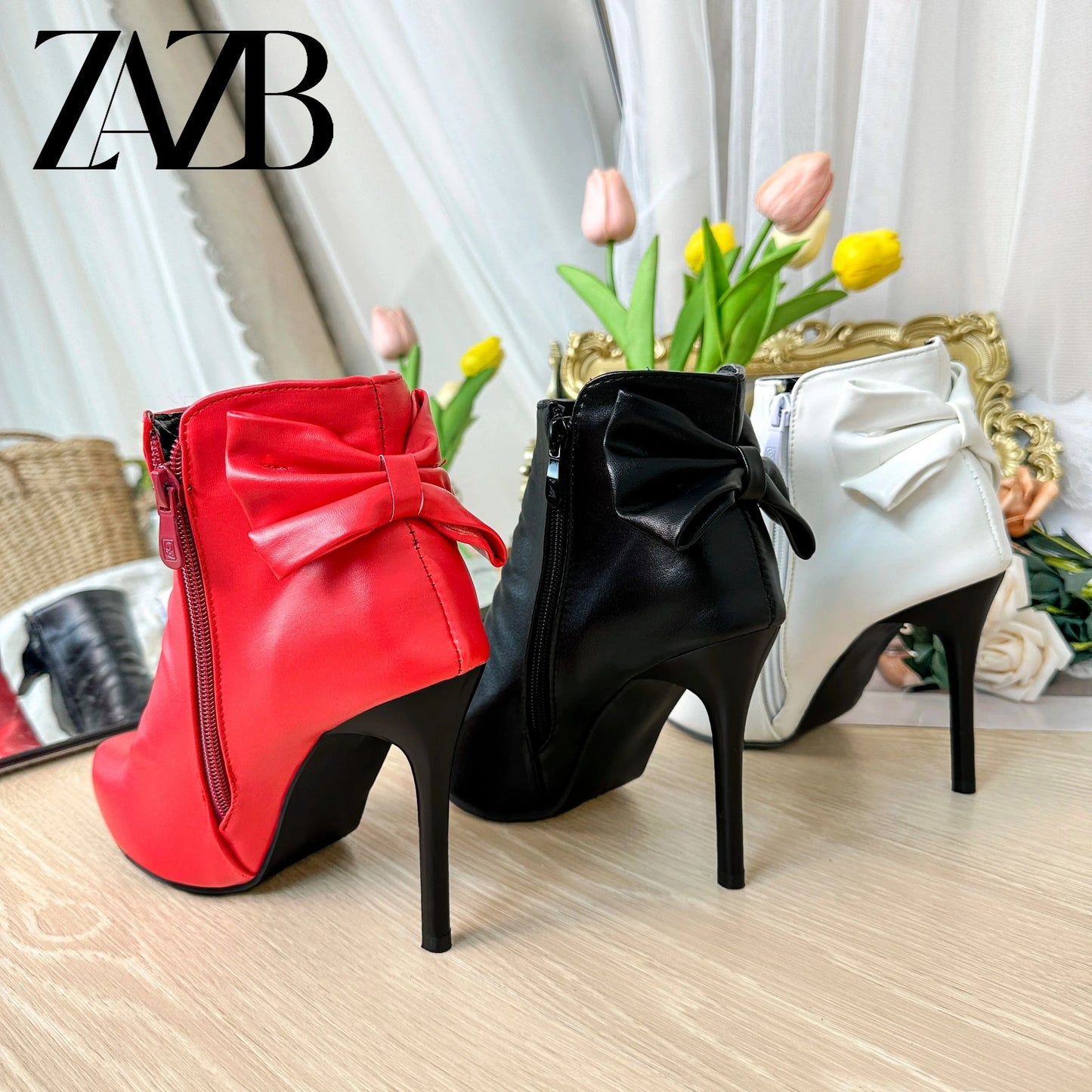 Customized Women's Fashion Bowknot Zipper Designer Coarse Heel Boots Women's Simple Fashion Luxury Boots