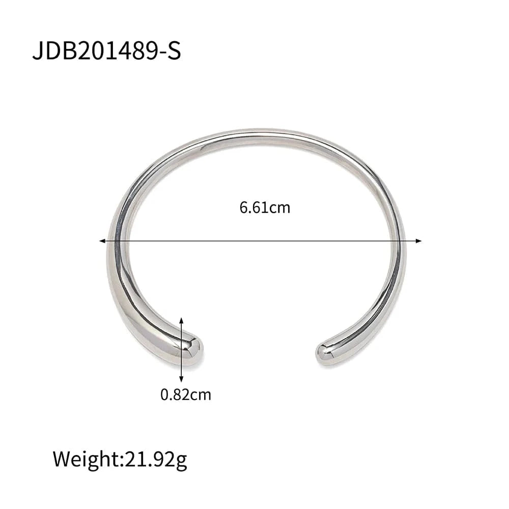 Cute / 6.9cm / BG923S BG923 18K PVD Gold Plated Silver Everyday Wearing Basic Style High Polished Smooth Surface Bangle for Women