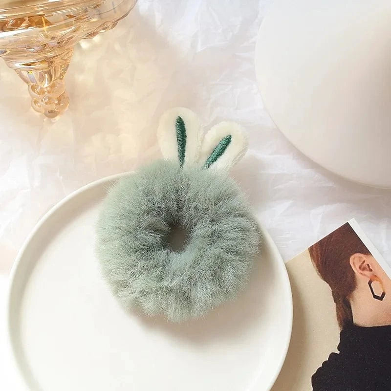 Cute Plush Rabbit Ear Hair Rope Lovely Ring Women Autumn Winter High Elastic Band Scrunchies Fur Hair Ties for Girls