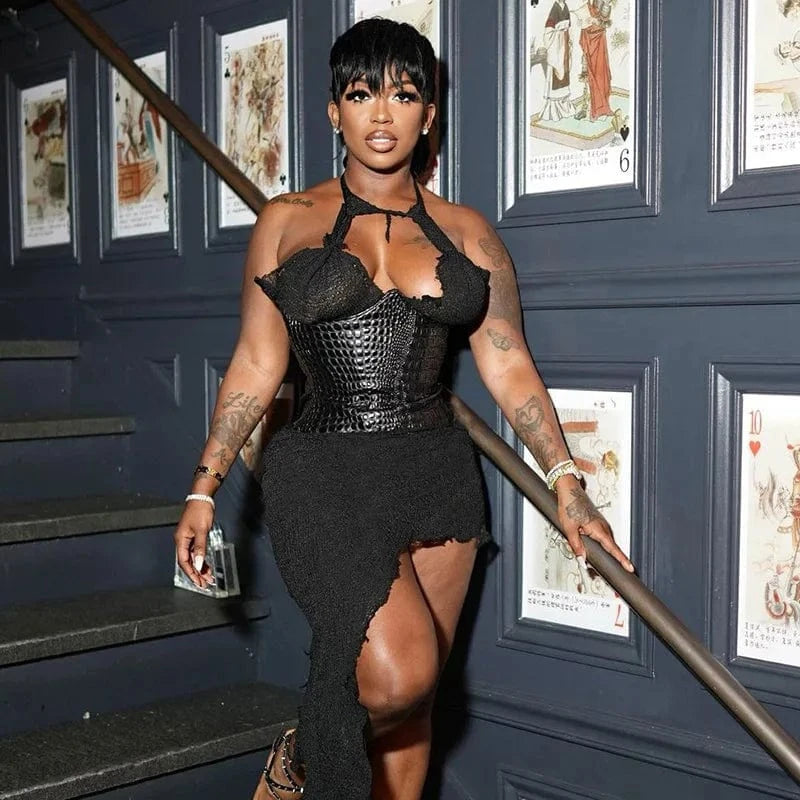 CUTENOVA 23DS122703 New 2024 Fashion Halter Irregular Design Sexy Club Dresses Women's Dresses