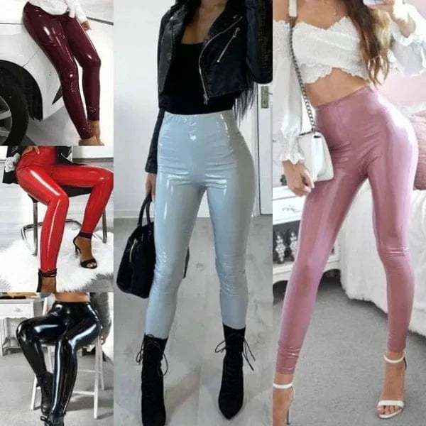 Cutenova 23PT122303 Winter 2024 Stretchy Shinny PU Leather Leggings For Women Sexy Women'S Pants & Trousers