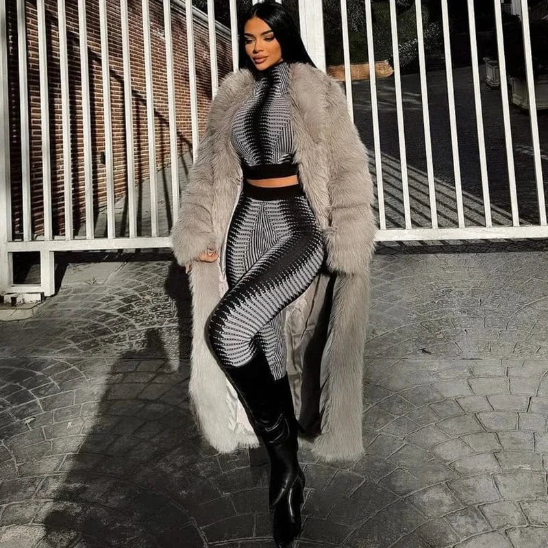 CUTENOVA 23ST121203 Fashion 2024 Trendy Crop Top With Leggings Women Leggings Sets Women's Set