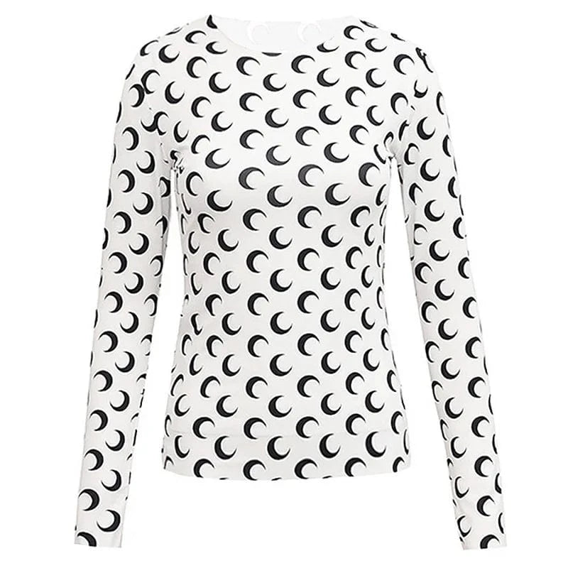 Cutenova 24TP011804  Fashion 2024 Moon Graphic T Shirts Y2K Crop Top Women Streetwear Ladies Top