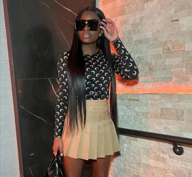 Cutenova 24TP011804  Fashion 2024 Moon Graphic T Shirts Y2K Crop Top Women Streetwear Ladies Top