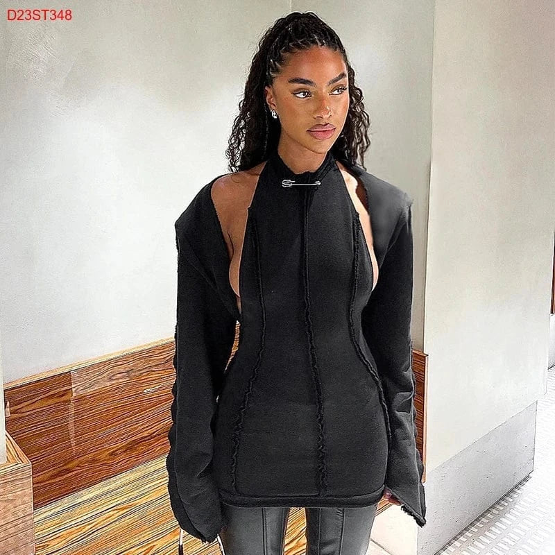 Cutenova D23ST348 2024 New Arrivals Chic Woolen Top And Dress Two Piece Set Women Skirt Set