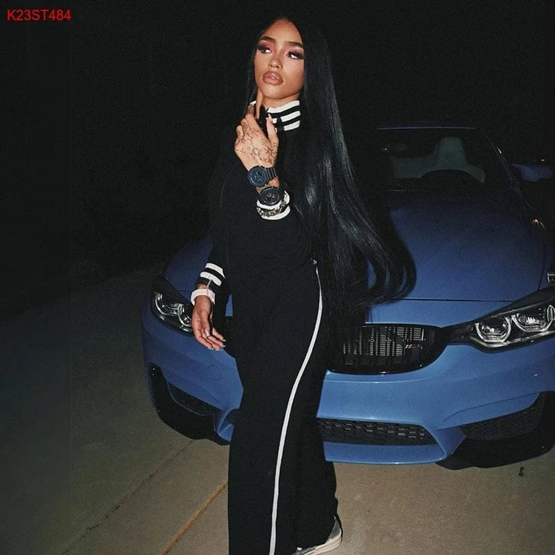 Cutenova K23ST484 Fashion Streetwear 2024 New Solid Loose Causal Style Pants Set Ladies 2 Piece Outfits