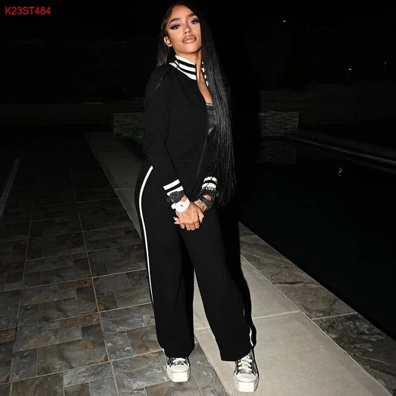 Cutenova K23ST484 Fashion Streetwear 2024 New Solid Loose Causal Style Pants Set Ladies 2 Piece Outfits