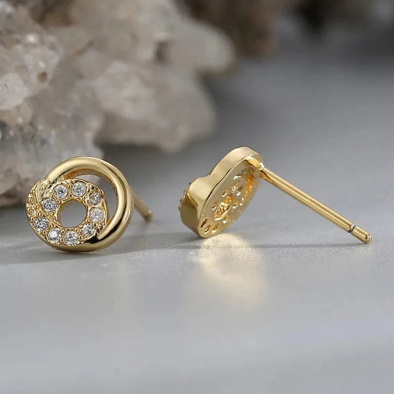 CYE0563 2024 New Ear Studs Female Exquisite Jewelry Brass Gold Plated circle Zircon Earrings