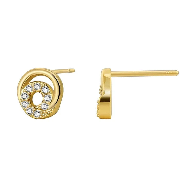 CYE0563 2024 New Ear Studs Female Exquisite Jewelry Brass Gold Plated circle Zircon Earrings