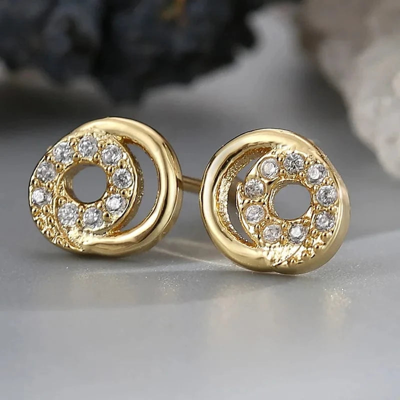 CYE0563 2024 New Ear Studs Female Exquisite Jewelry Brass Gold Plated circle Zircon Earrings