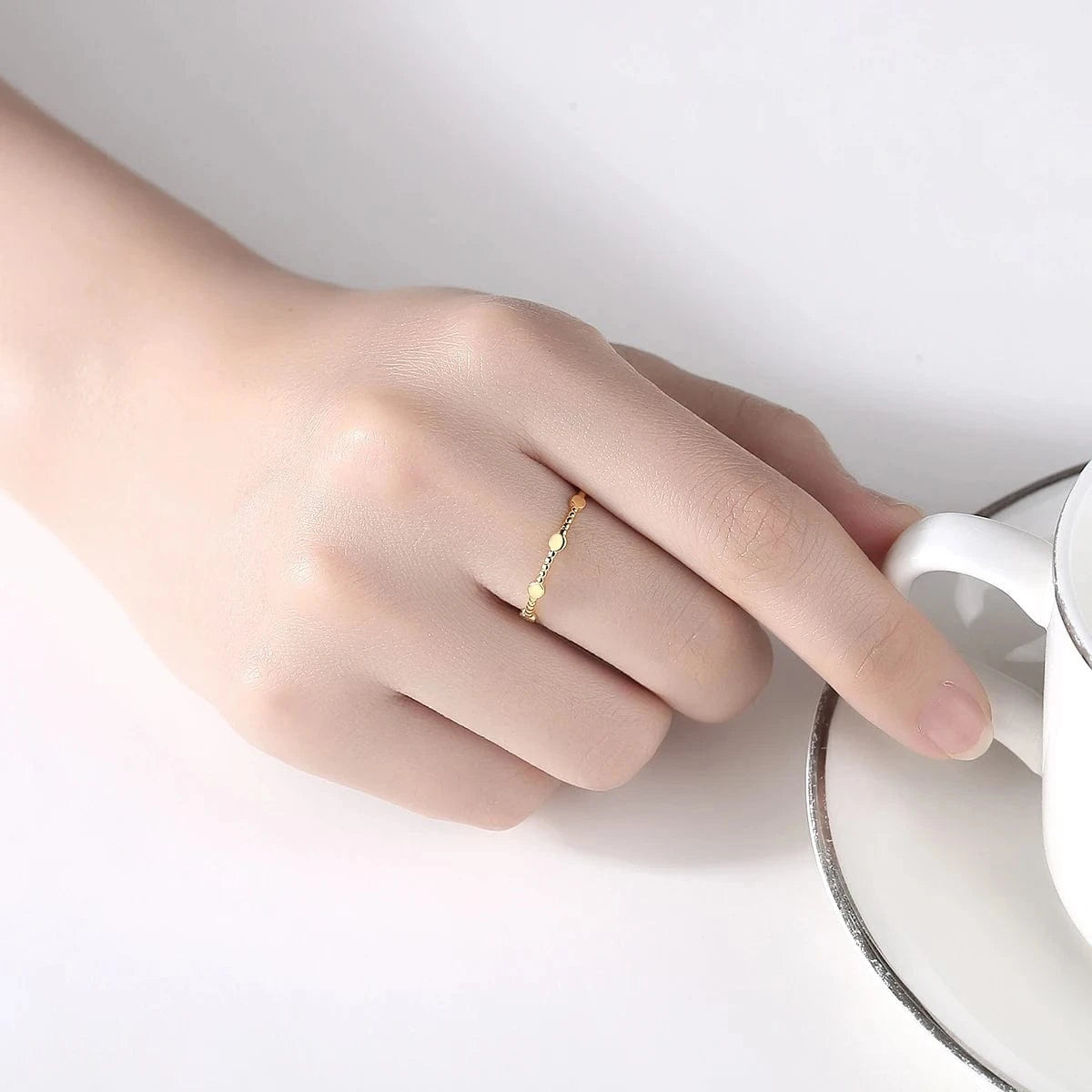 CZCITY 925 Silver Trendy Lady Finger Popular Metal Korean Matching S925 Sterling Unique Dainty Plated Gold Ring