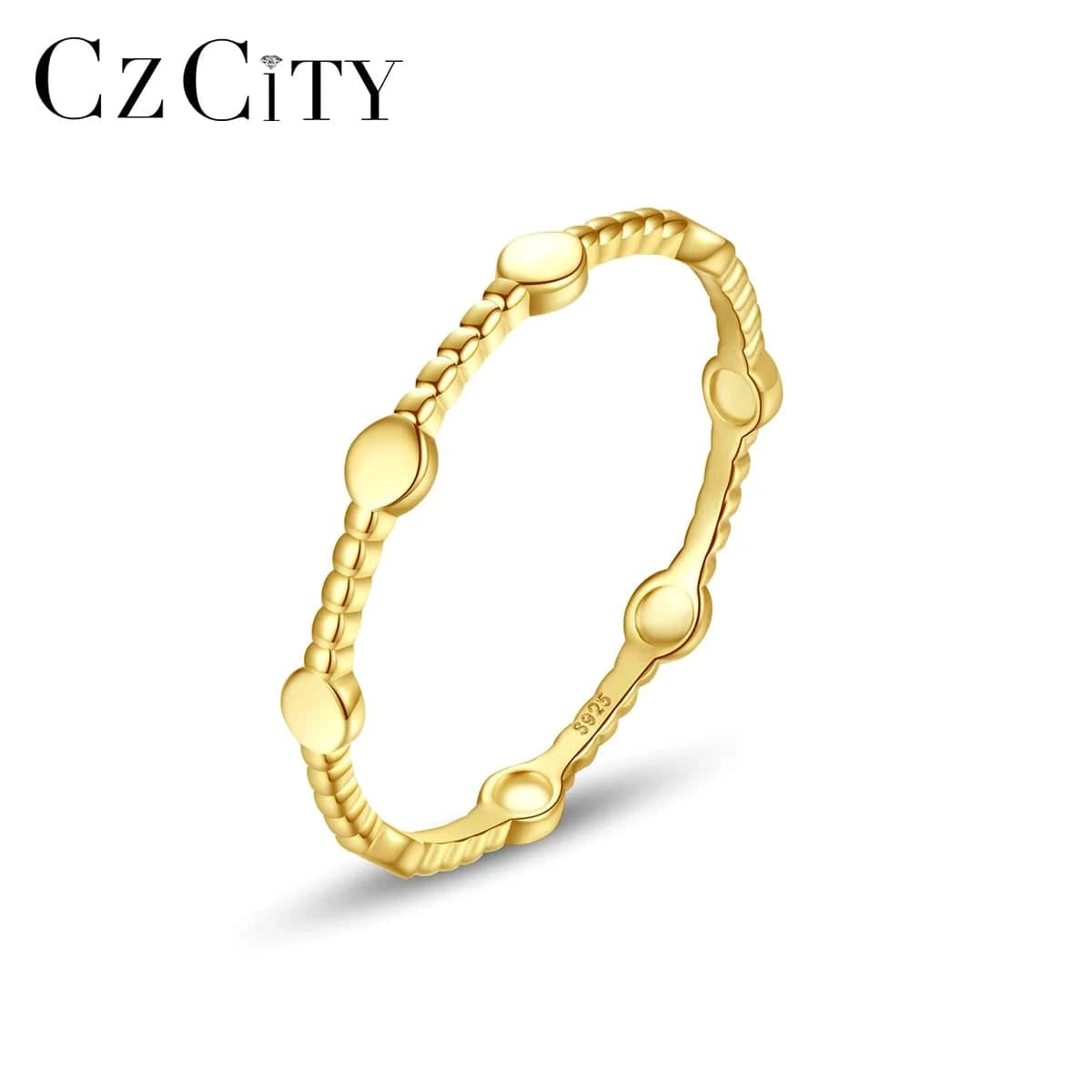 CZCITY 925 Silver Trendy Lady Finger Popular Metal Korean Matching S925 Sterling Unique Dainty Plated Gold Ring