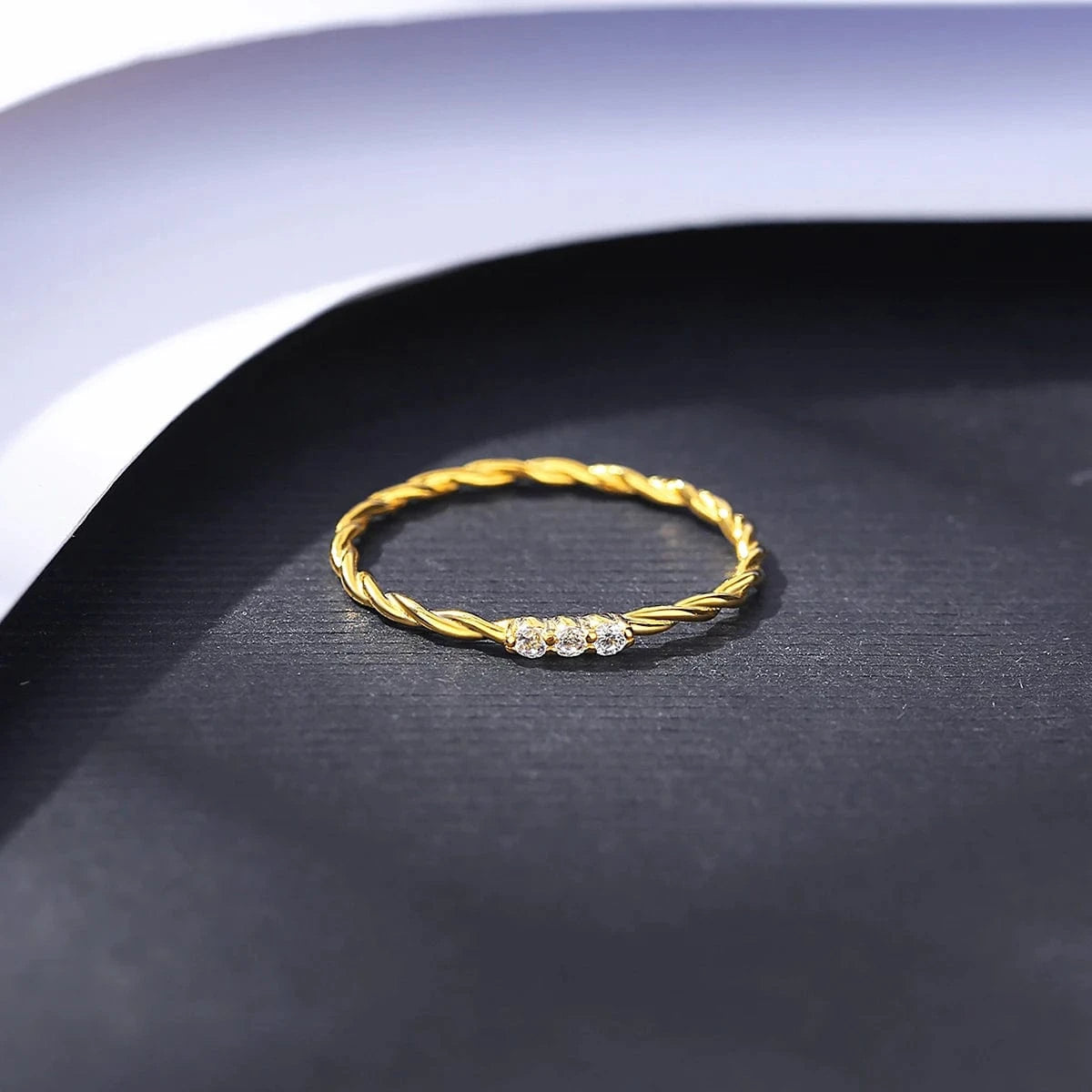 CZCITY Diamond Thin 925 Woman Gold Sterling Silver New Trendy Class Finger Micro Ring Minimalist